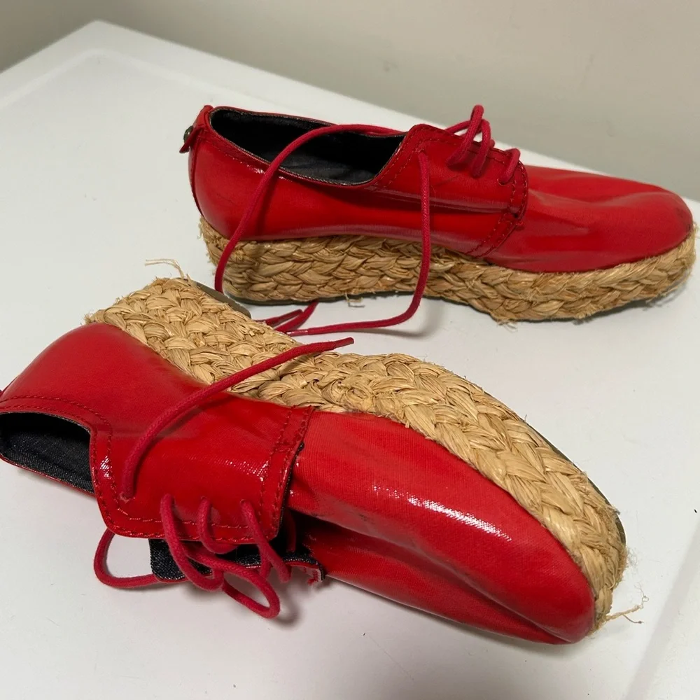 Calvin Klein Keri Espadrille Platform Shoe Red Size 7.5